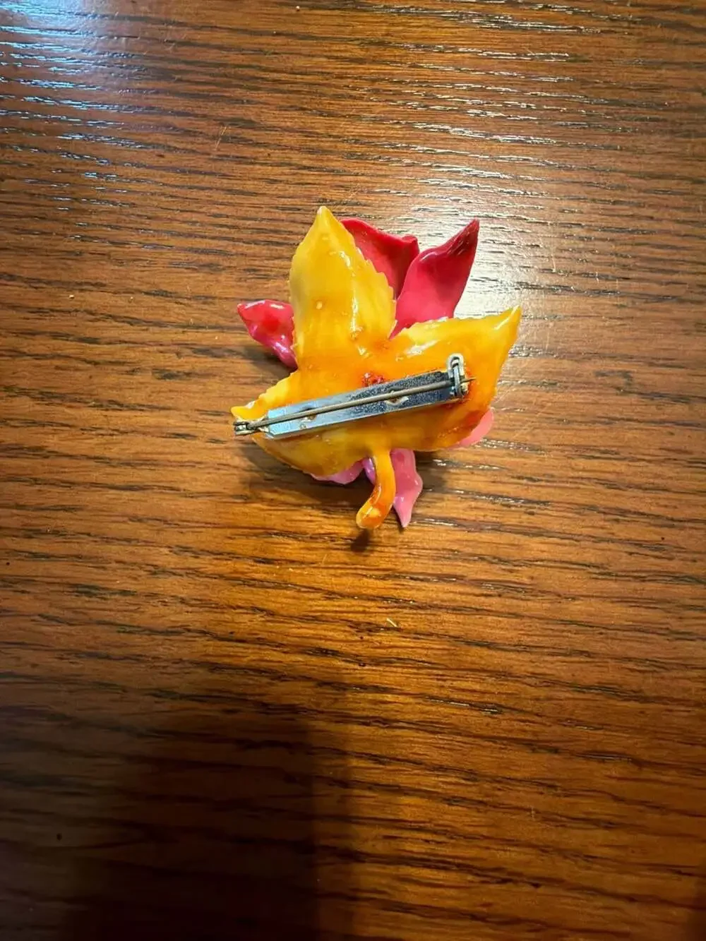 Vintage Hand-Crafted Celluloid Orchid Flower Brooch
